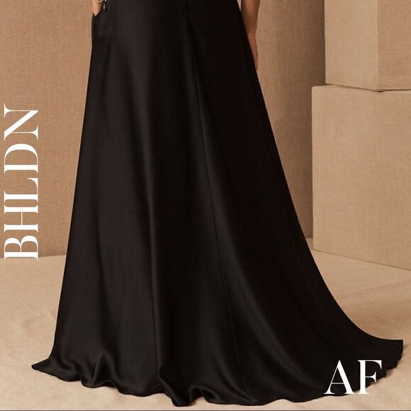 BHLDN BOWDEN SATIN GOWN BLACK NEW NWT SIZES 6 - Picture 10 of 12